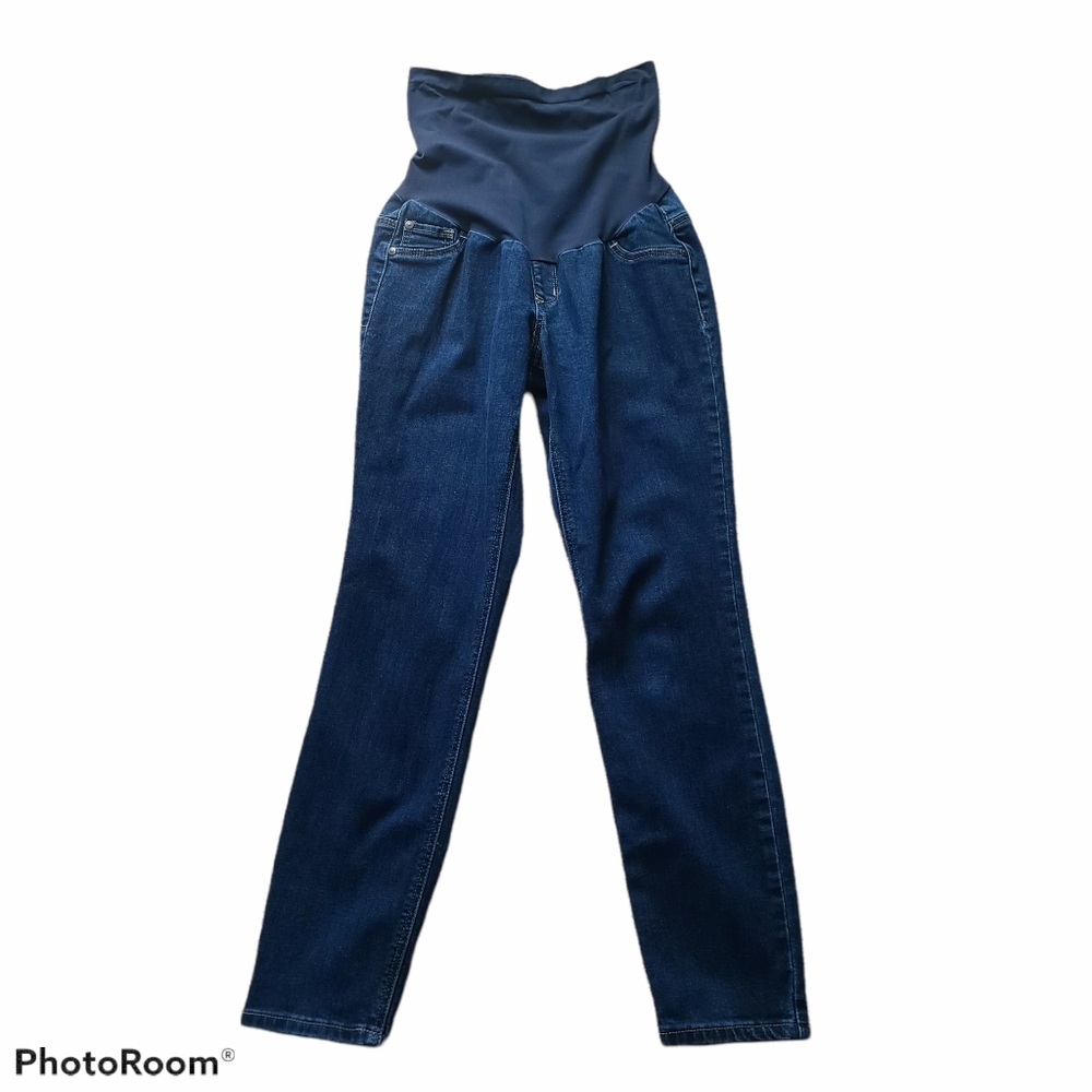 Indigo blue maternity Skinny jeggings with tummy support medium wash siz…